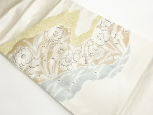 JAPANESE KIMONO / HAND-PAINTED MICHINAGATAKE / FLOWER-LEAF / DEER PATT